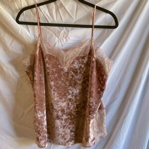 Lauren Conrad Crushed Velvet w/Lace Camisole, Salmon/Muted-Pink Color, Sz Large